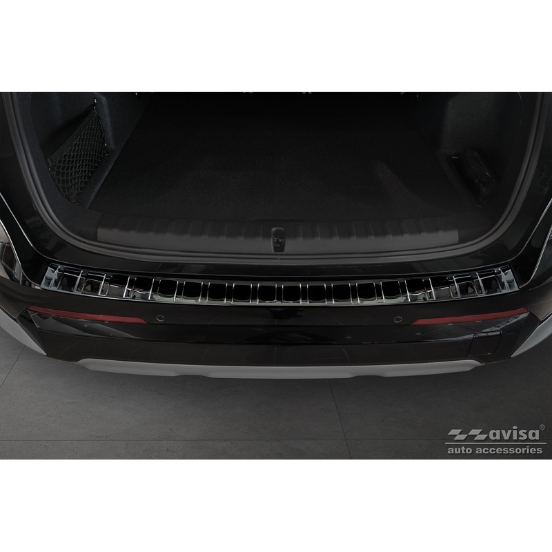 Protection de seuil arrière inox Noir-Chromé sur mesure pour BMW X1 U11 / U11 xLine 2022- 'Ribs'