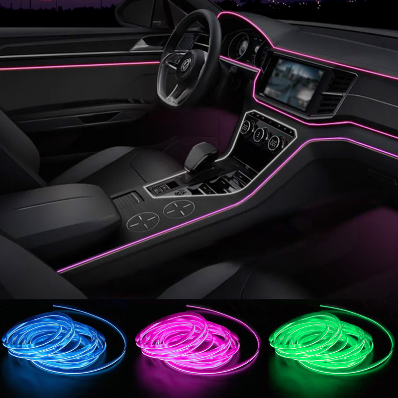 Éclairage d'ambiance intérieur à LED multicolores 10 pièces avec contrôle par application et fibre optique de 8 mètres