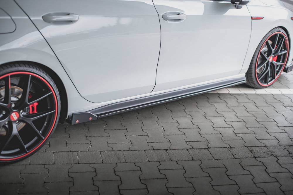 Zijskirts V.2 Volkswagen Golf 8 GTI / GTI Clubsport / R-Line Maxton Glans Zwart