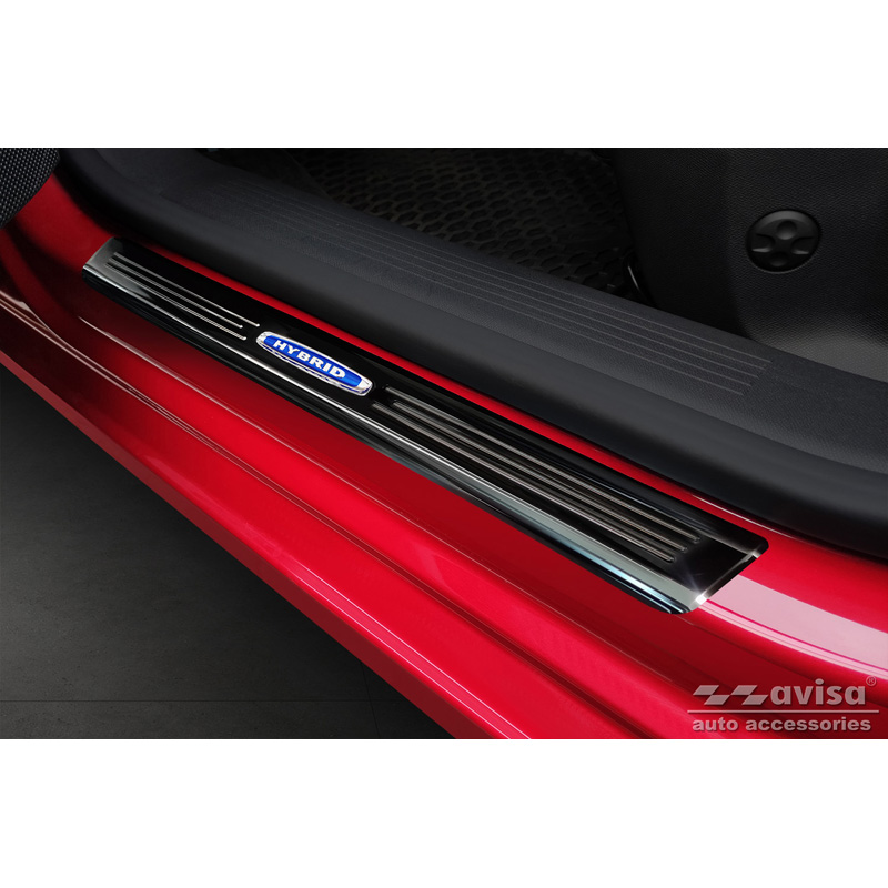 Seuils de portes inoxydable noir luisant sur mesure pour Opel Astra (L) Hatchback 2021- & Opel Astra (L) Sports Tourer 2021- 'Hybrid' - 4-pièces