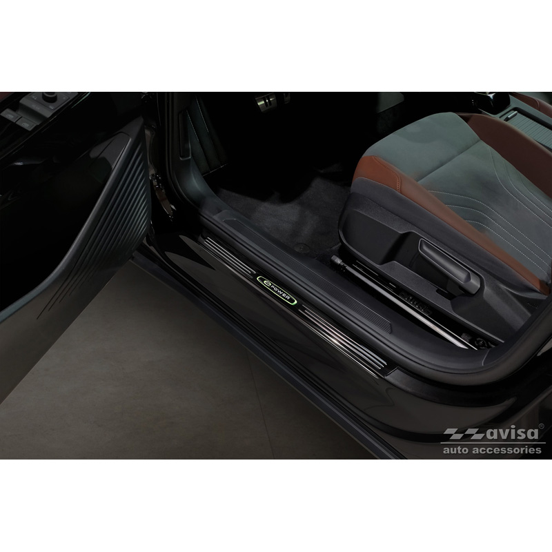 Seuils de portes inoxydable noir sur mesure pour Volkswagen ID.4 2020- 'E-Power' - 4-pièces