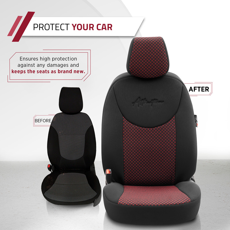 Housse de sièges universel en textile 'Attraction' Noir/Marron - 11-pièces - adapté aux Side-Airbags