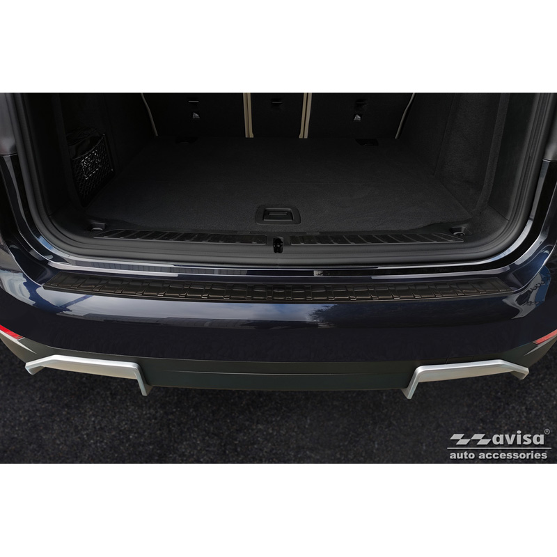 Protection de seuil arrière inox noir sur mesure pour BMW iX3 (G08) 2020- 'Ribs'
