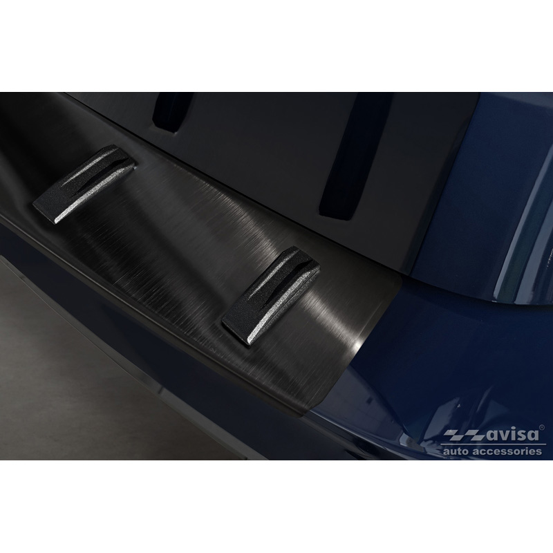 Protection de seuil arrière inox noir sur mesure pour Skoda Kamiq 2019- 'STRONG EDITION'