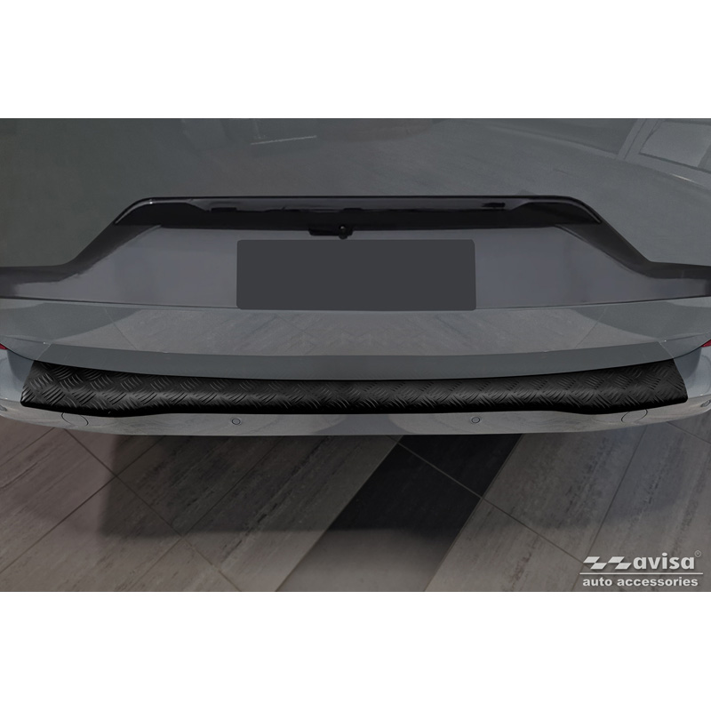 Protection de seuil arrière en aluminium noir mat sur mesure pour Ford Tourneo Custom II (V710) 2023- 'Riffled Plate'
