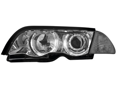 Phares pour les BMW E46 4 door 98-01. Angel Eyes chrome