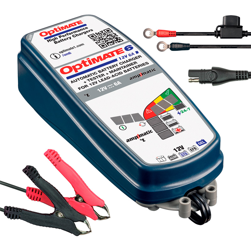 OptiMate 6 Ampmatic Chargeur-testeur-mainteneur avec récupération de batterie 12 V 6 A en 9 étapes