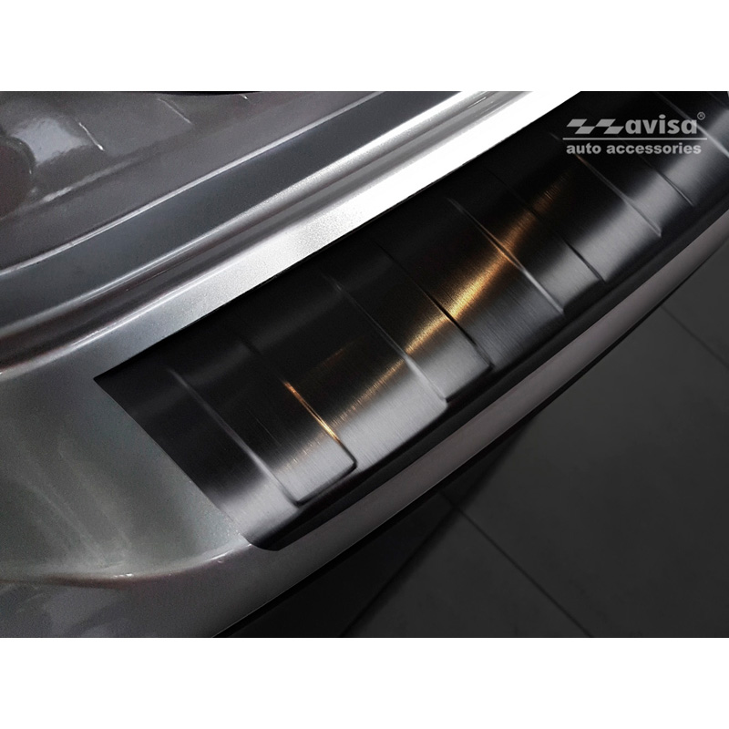Protection de seuil arrière inox noir sur mesure pour Hyundai Tucson FL 2018- 'Ribs'