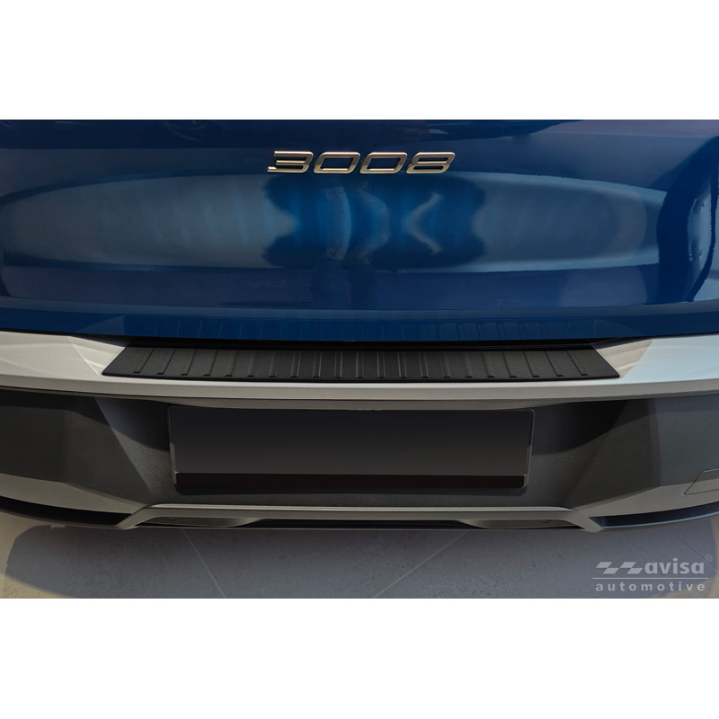 Avisa Protection de seuil arrière inox noir mat sur mesure pour Peugeot 3008 III 2024- 'Ribs'