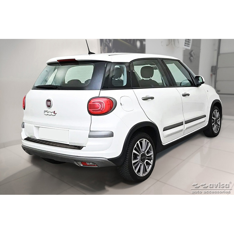 Protection de seuil arrière inox noir sur mesure pour Fiat 500L Facelift 2017- 'Ribs'