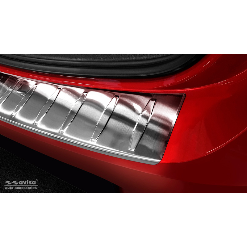 Protection de seuil arrière inox sur mesure pour Opel Corsa F HB 5-portes GS-Line 2019- 'Ribs'