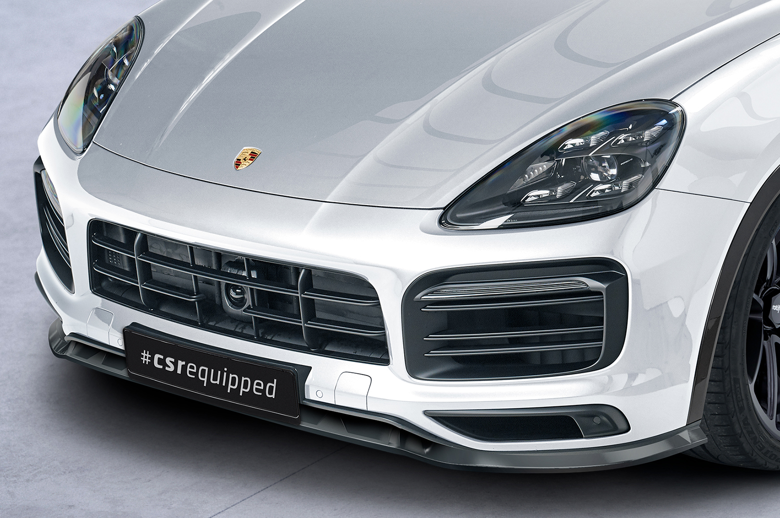 Voorspoiler Porsche Cayenne P0536/9YA CSR Glans Zwart
