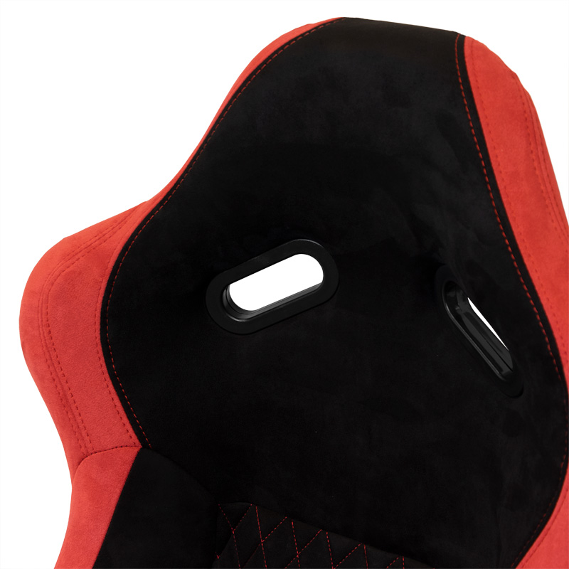 Siège baquet 'LV' - Noir/Rouge - Dossier fixe en polyester - incl. glissières