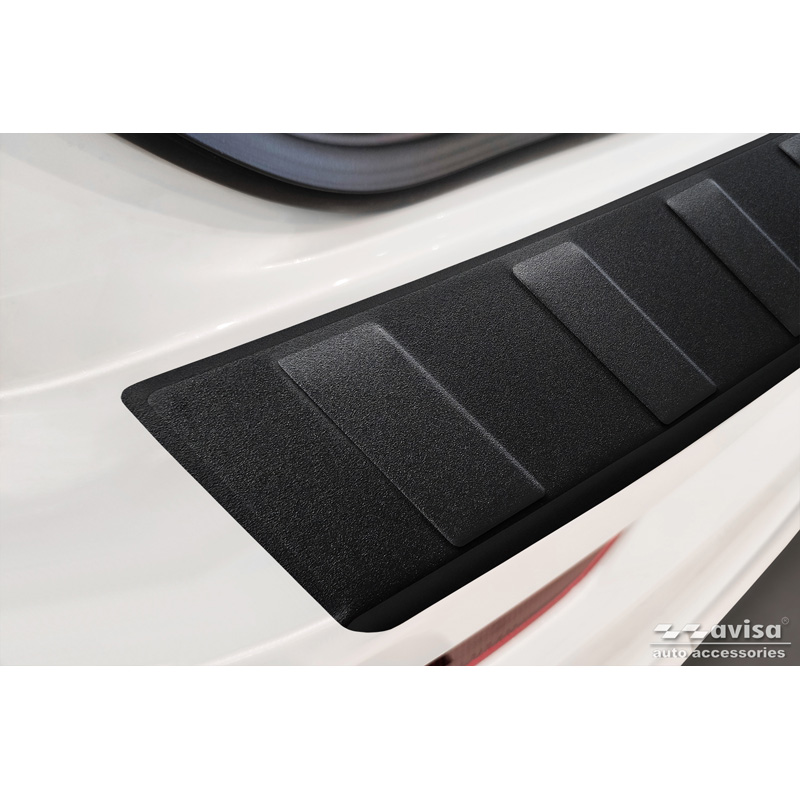 Protection de seuil arrière inox noir mat sur mesure pour Volvo XC60 II 2017-2021 & FL 2021- incl. R-Design & Plug-in-Hybrid 'Ribs'