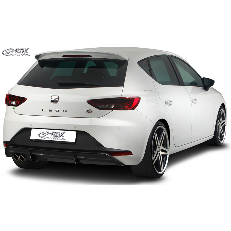 Jupe arrière 'Diffuseur' sur mesure pour Seat Leon 5F FR SC/5-portes 2013-2017 excl. ST/Cupra (ABS noir luisant)