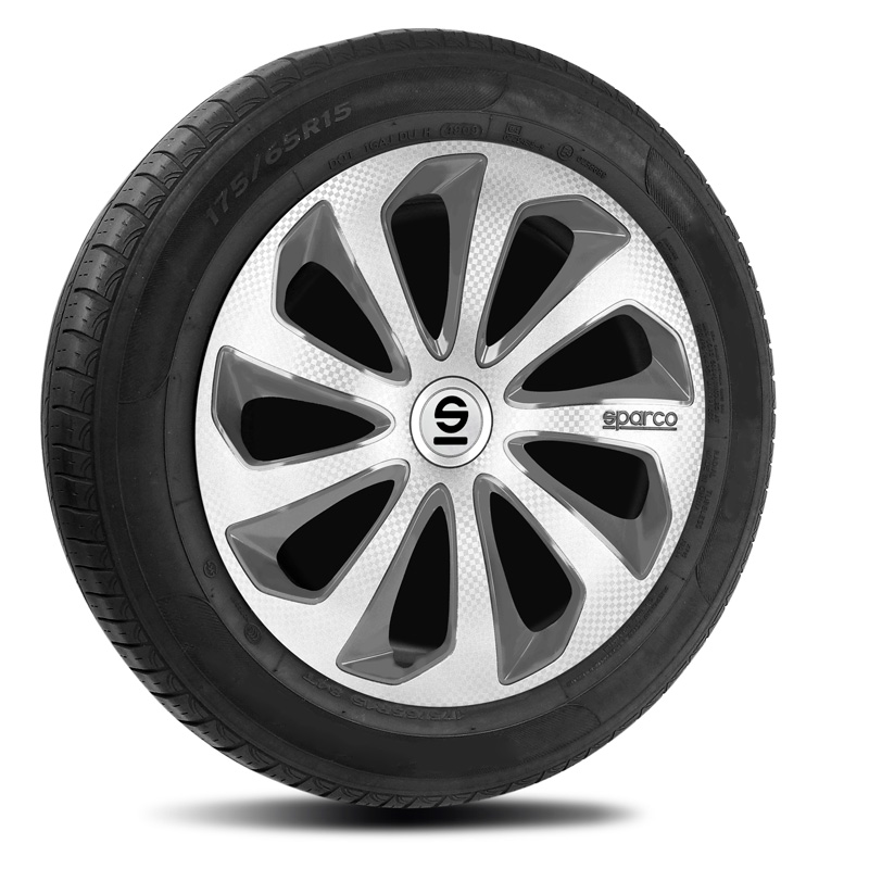 Sparco Enjoliveurs Sicilia - 15-pouces - Argent/Gris/Carbone - Set de 4 pièces