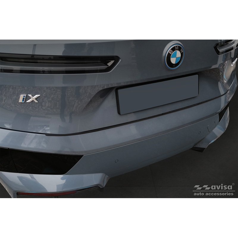 Protection de seuil arrière inox noir sur mesure pour BMW iX (I20) 2021- 'Ribs'