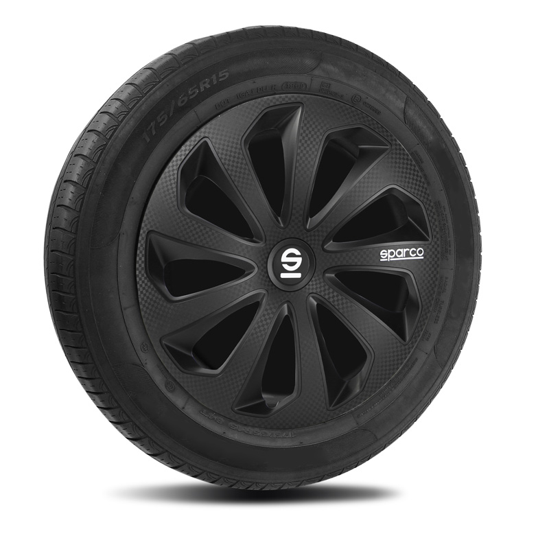 Sparco Enjoliveurs Sicilia - 16-pouces - Noir/Carbone - Set de 4 pièces