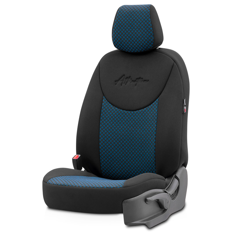 Housse de sièges universel en textile 'Attraction' Noir/Bleu - 11-pièces - adapté aux Side-Airbags