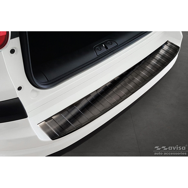 Protection de seuil arrière inox noir sur mesure pour Fiat 500L Facelift 2017- 'Ribs'