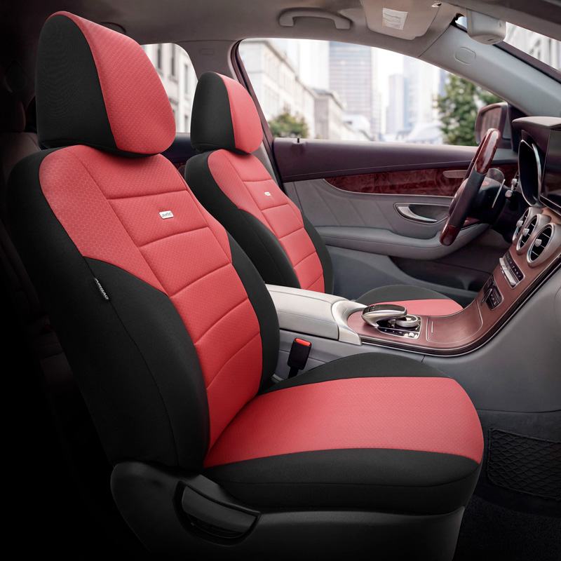 otoM Housse de sièges universel en textile 'SelectedFit One' Noir/Maroon - 10-pièces - adapté aux Side-Airbags