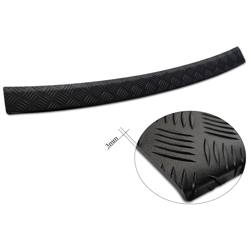 Protection de seuil arrière en aluminium noir mat sur mesure pour Nissan X-Trail III (T32) Facelift 2017-2021 'Riffled Plate'