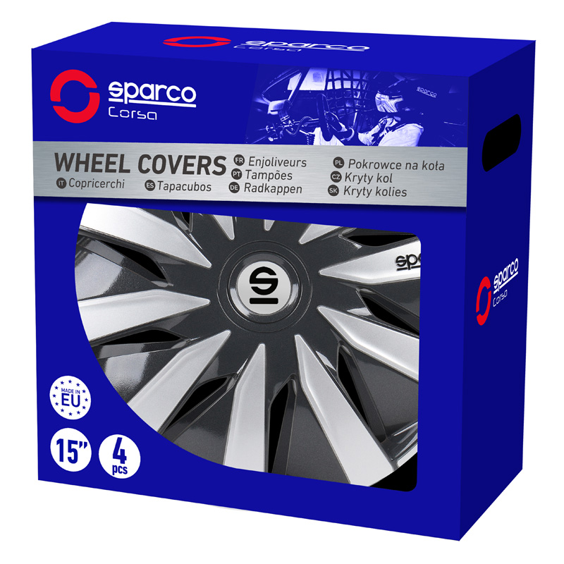 Sparco Enjoliveurs Lazio - 14-pouces - Gris/Argent - Set de 4 pièces