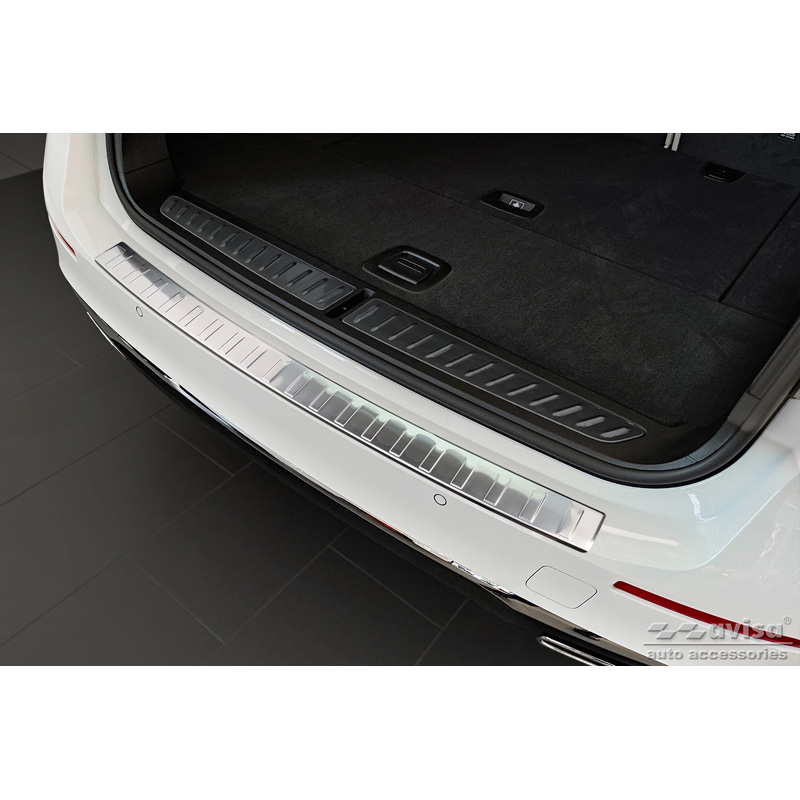 Protection de seuil arrière inox sur mesure pour BMW Série 5 G31 Touring Facelift 2020-2024 excl. M-Sport 'Ribs'