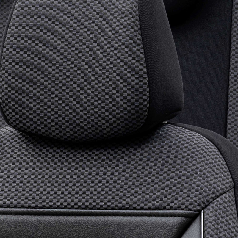 Housse de sièges universel en textile 'Prestige' Noir/Anthracite Damier - 11-pièces - adapté aux Side-Airbags