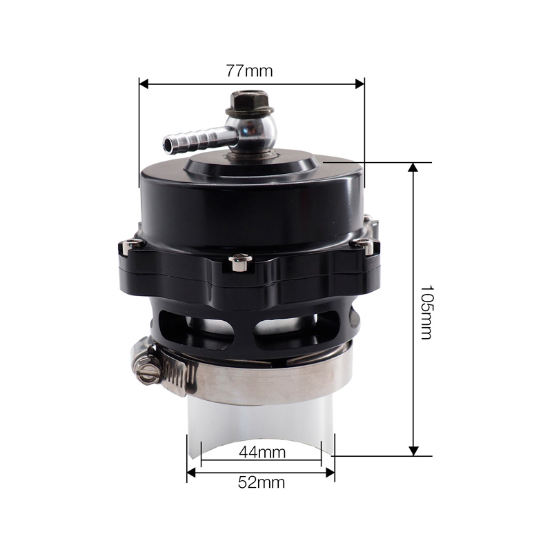 Simoni Racing Valve Blow Off Universelle Type 15 - Raccord 52mm , Longueur 105mm, Diamètre 77mm - Noir