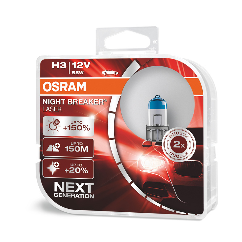 Osram Night Breaker Laser Ampoules Halogène - H3 - 12V/55W - set à 2 pièces