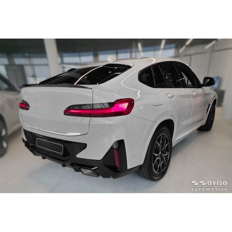 Avisa Revêtement d'habillage du hayon du coffre inox Chrome sur mesure pour BMW X4 II (G02) M-Sport Facelift 2021-