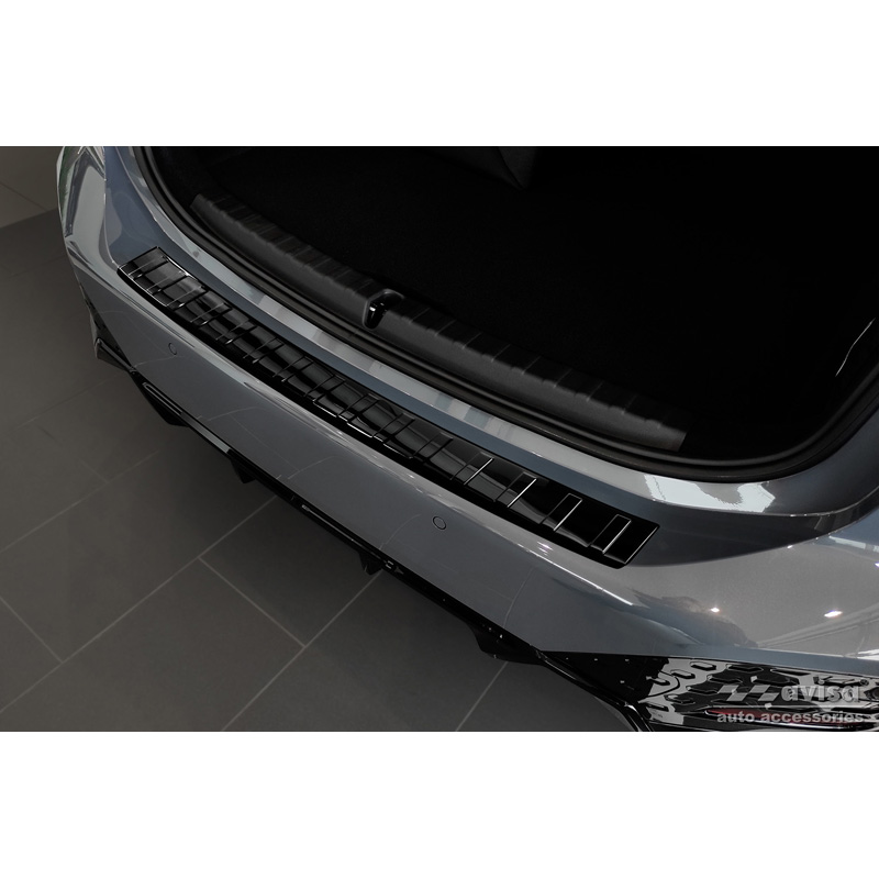 Protection de seuil arrière inox Noir-Chromé sur mesure pour BMW Série 2 U06 Active Tourer Paquet M 2021- 'Ribs'