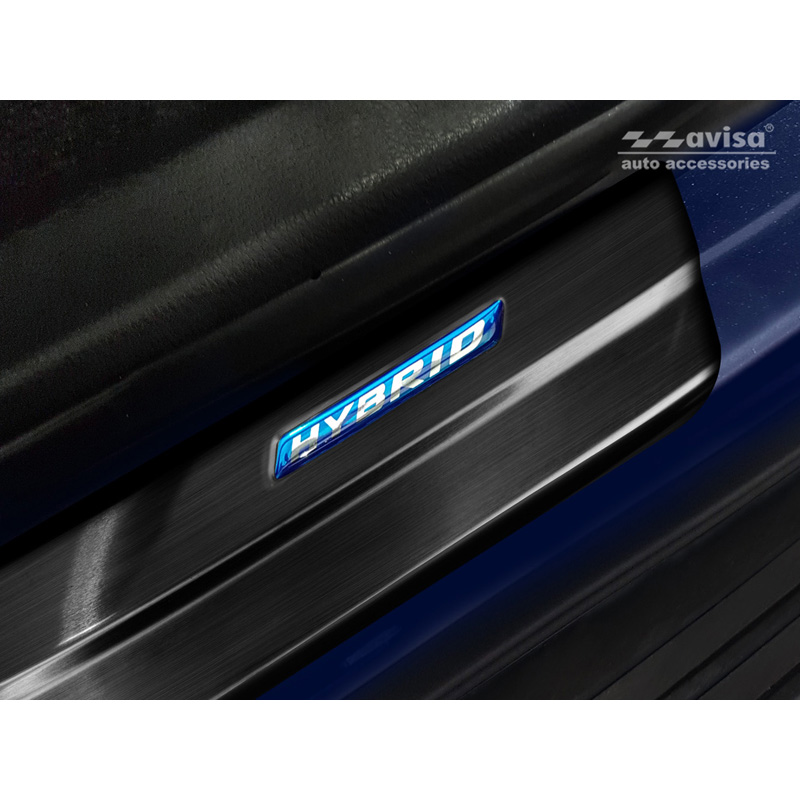 Seuils de portes inoxydable noir sur mesure pour Toyota RAV4 (5th Gen.) 2018- & Suzuki Across 2020- - 'Hybrid' - 4-pièces