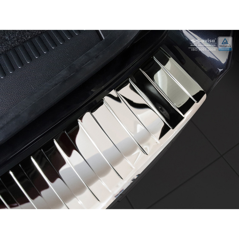 Protection de seuil arrière inox Chrome sur mesure pour Skoda Octavia III Kombi Facelift 2017-2020 'Ribs'