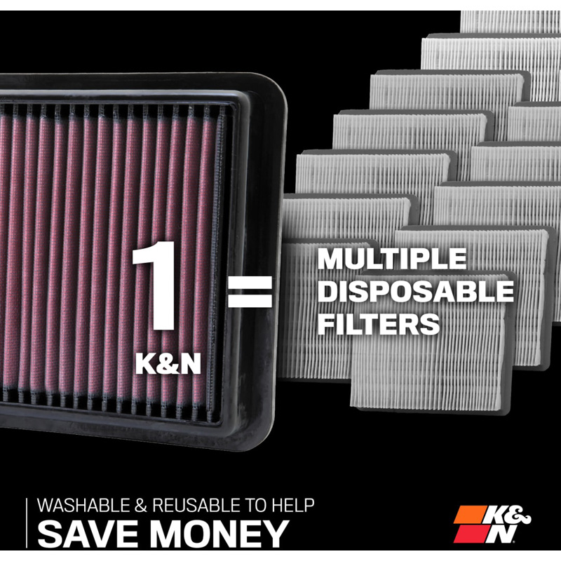K&N Filtre à air de remplacement sur mesure pour BMW X5 (G05), X6 (G06), X7 (G07), XM (G09) 3.0L L6 (33-5158)