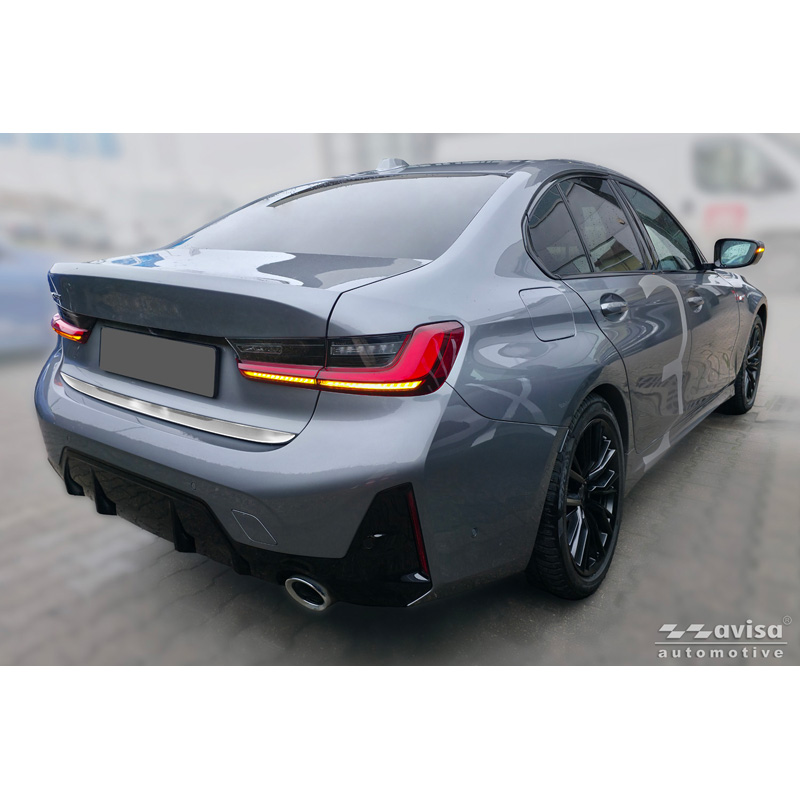 Avisa Revêtement d'habillage du hayon du coffre inox brossé sur mesure pour BMW Série 3 (G20) M-Sport Facelift 2018-2022, Facelift 2022-2024 & Facelift 2024-