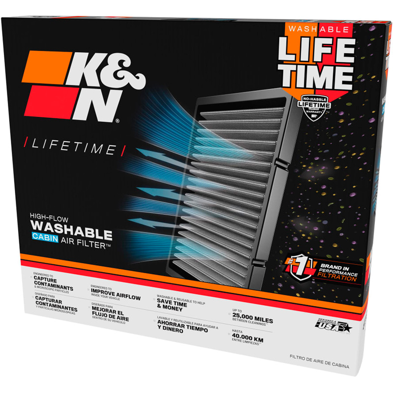 K&N Filtre à Air d'Habitacle sur mesure pour Audi A4 / A5 / A6 / A7 / A8 / Q5 / Q6 / Q7 / Q8 (y compris les versions S, RS, Quattro, Avant et Sportback) (VF3027)