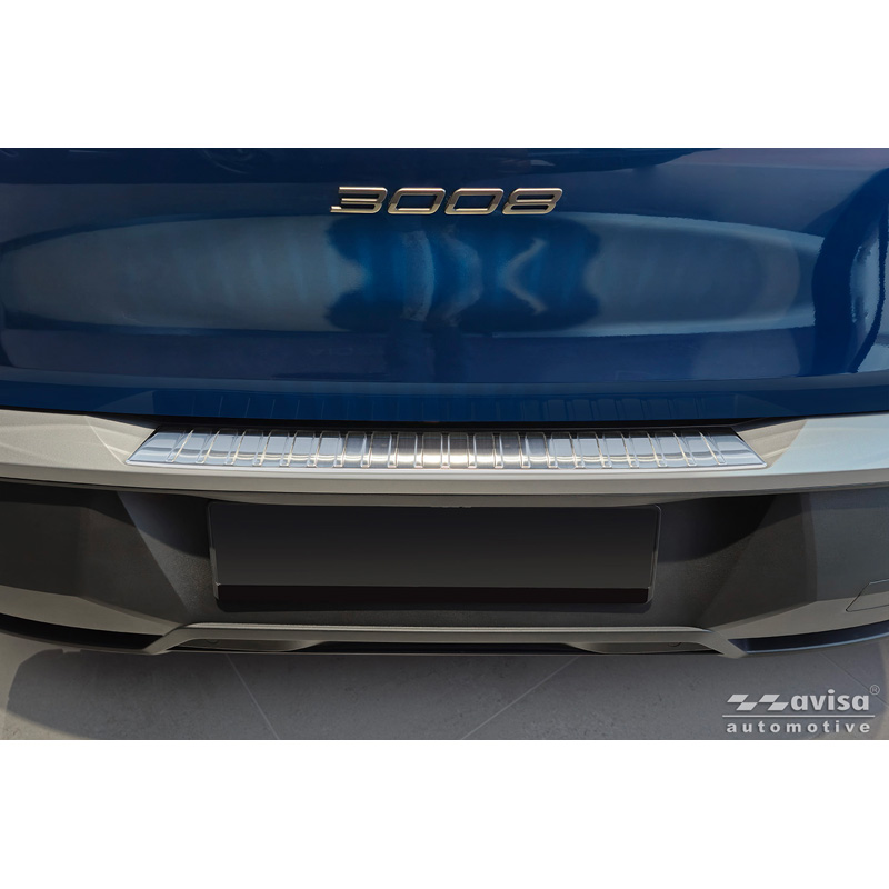 Protection de seuil arrière inox sur mesure pour Peugeot 3008 III 2024- 'Ribs'