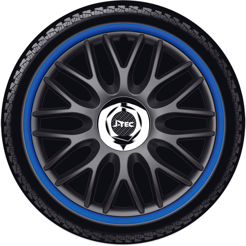 Jeu d'enjoliveurs J-Tec Orden R 13-inch noir/bleu + anneau chromé