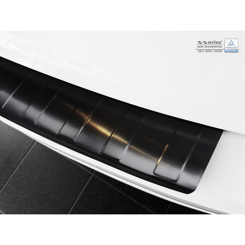 Protection de seuil arrière inox noir sur mesure pour Audi A4 B9 Avant 2015-2019 & Facelift 2019- 'Ribs' (incl. S-Line & S4 Avant)