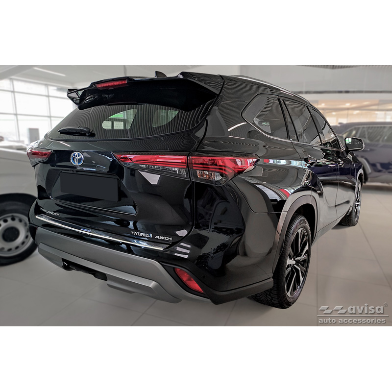 Protection de seuil arrière inox sur mesure pour Toyota Highlander (XU70) 2020- 'Hybrid'