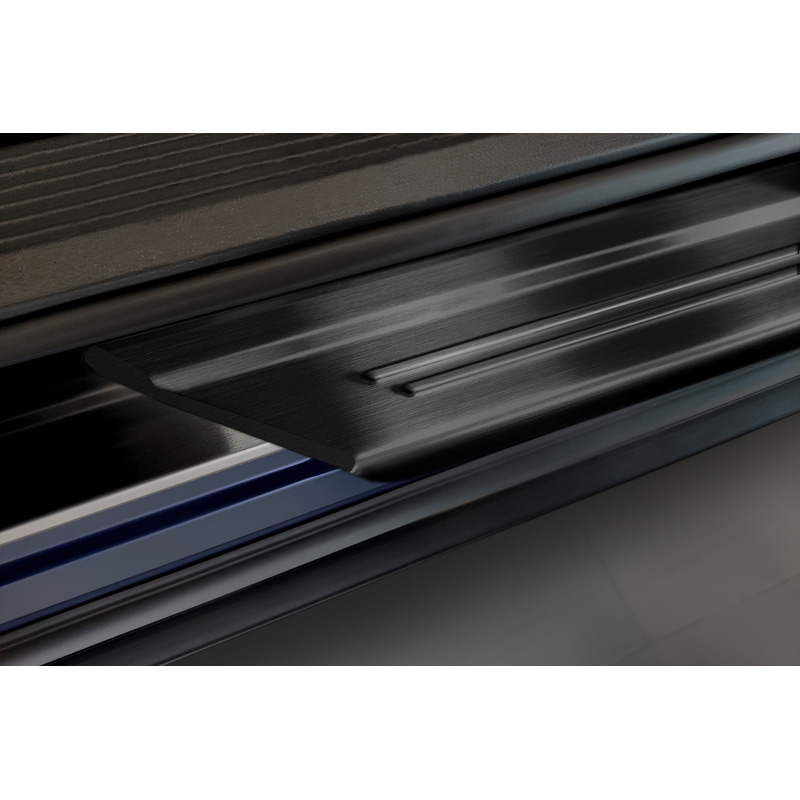 Avisa Seuils de portes inox noir sur mesure pour Jaecoo J7 2024- - 'Lines' - 4-pièces