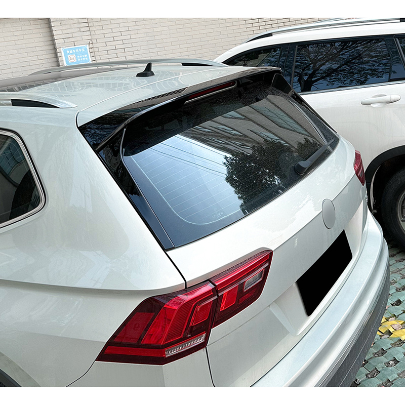 Becquet de toit (Spoiler Cap) sur mesure pour Volkswagen Tiguan II 2016-2024 excl. R/R-Line 3-pièces (ABS Noir Luisant)