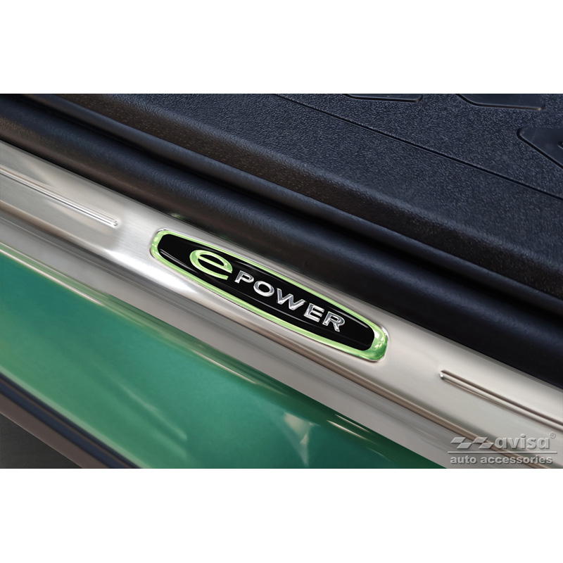 Seuils de portes inoxydable sur mesure pour Volkswagen ID.Buzz 2022- 'E-Power' - 2-pièces