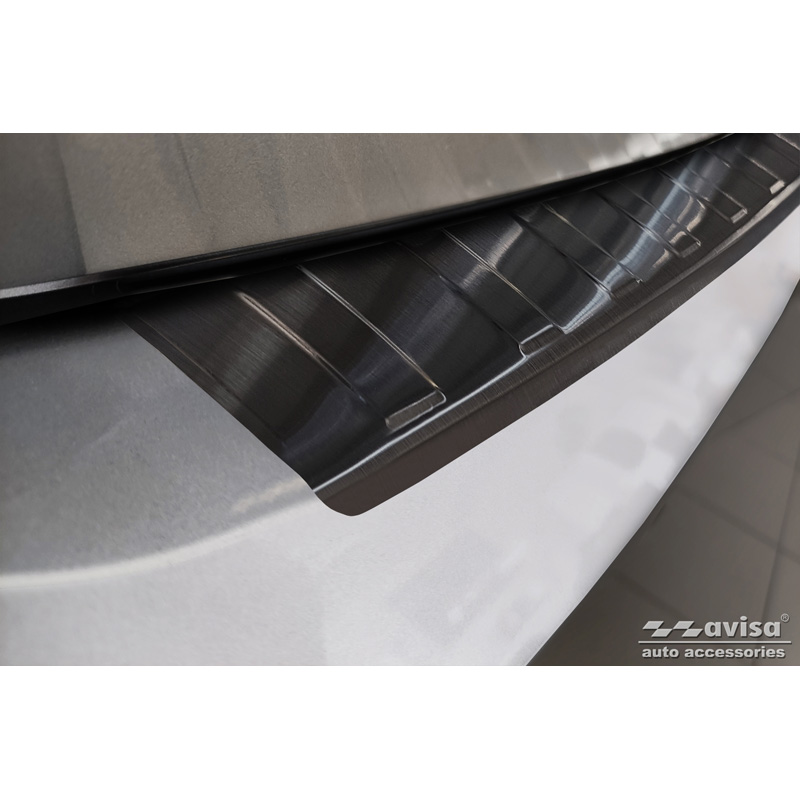 Protection de seuil arrière inox noir sur mesure pour Volkswagen Passat Sedan 2014-2019 & FL 2019-2023 'Ribs'