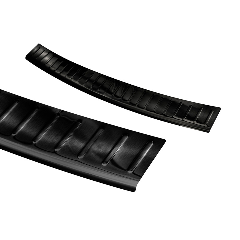 Protection de seuil arrière inox noir sur mesure pour Volkswagen T-Cross 2019-2024 & FL 2024- 'Ribs'