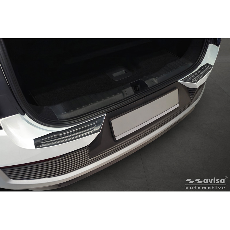 Avisa Protection de seuil arrière inox noir sur mesure pour Ford Explorer EV 2024- 'Ribs'