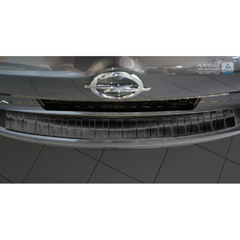 Protection de seuil arrière inox noir sur mesure pour Opel Insignia B Sportstourer 2017- & FL 2020- 'Ribs'