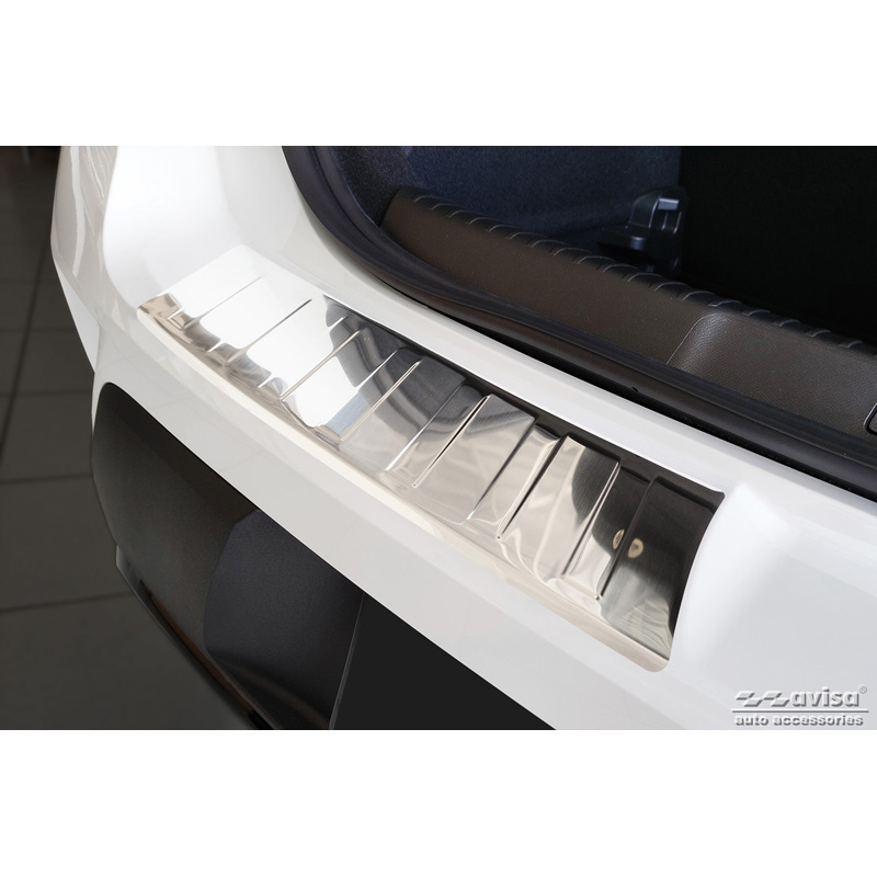 Protection de seuil arrière inox sur mesure pour Opel Mokka 2020- 'Ribs' (2-Pièces)